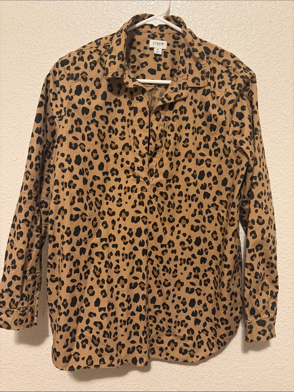 J. Crew Leopard-Print Button-Up Blouse in Tan and Black